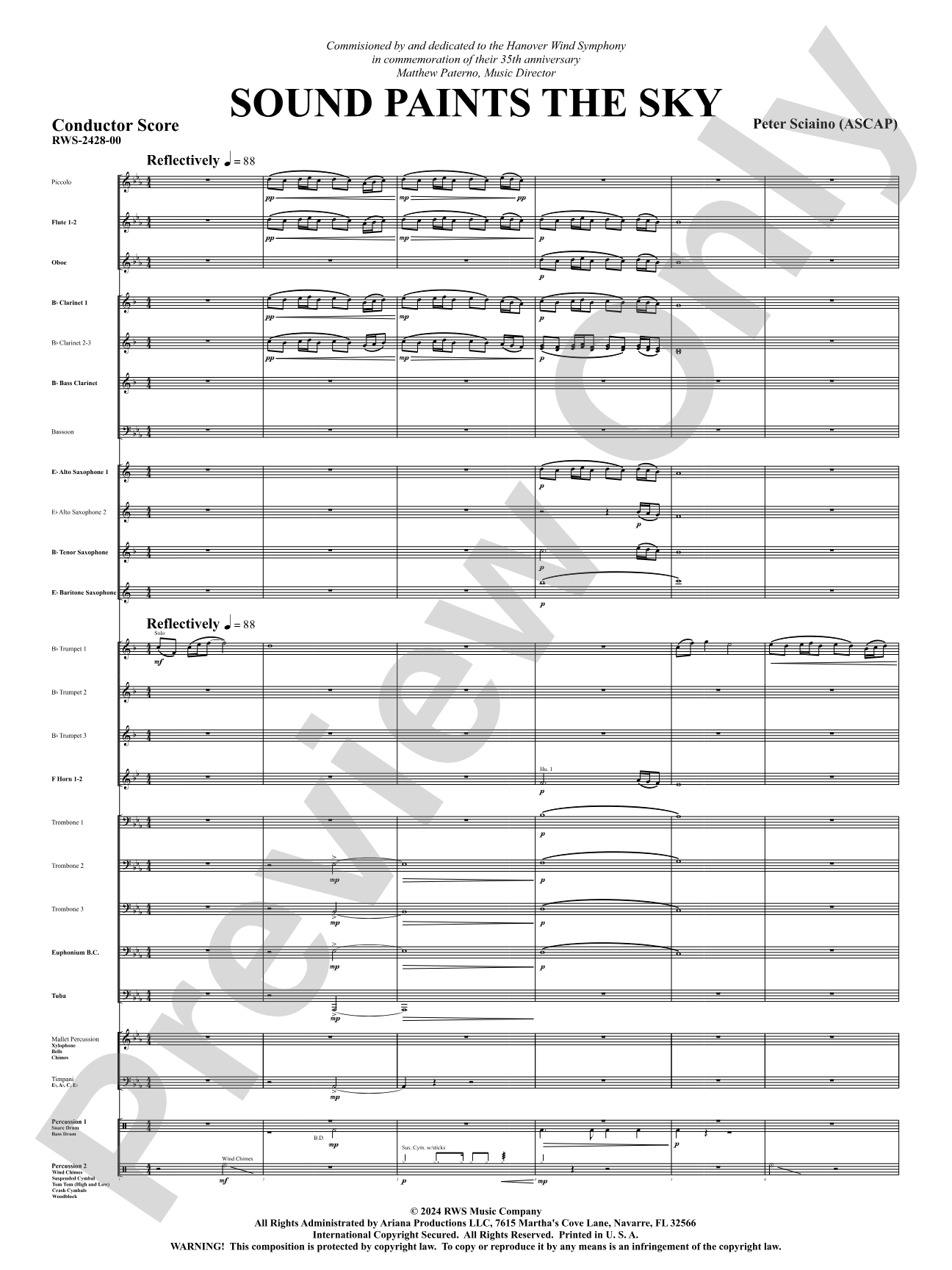Sound Paints the Sky: Concert Band Conductor Score & Parts