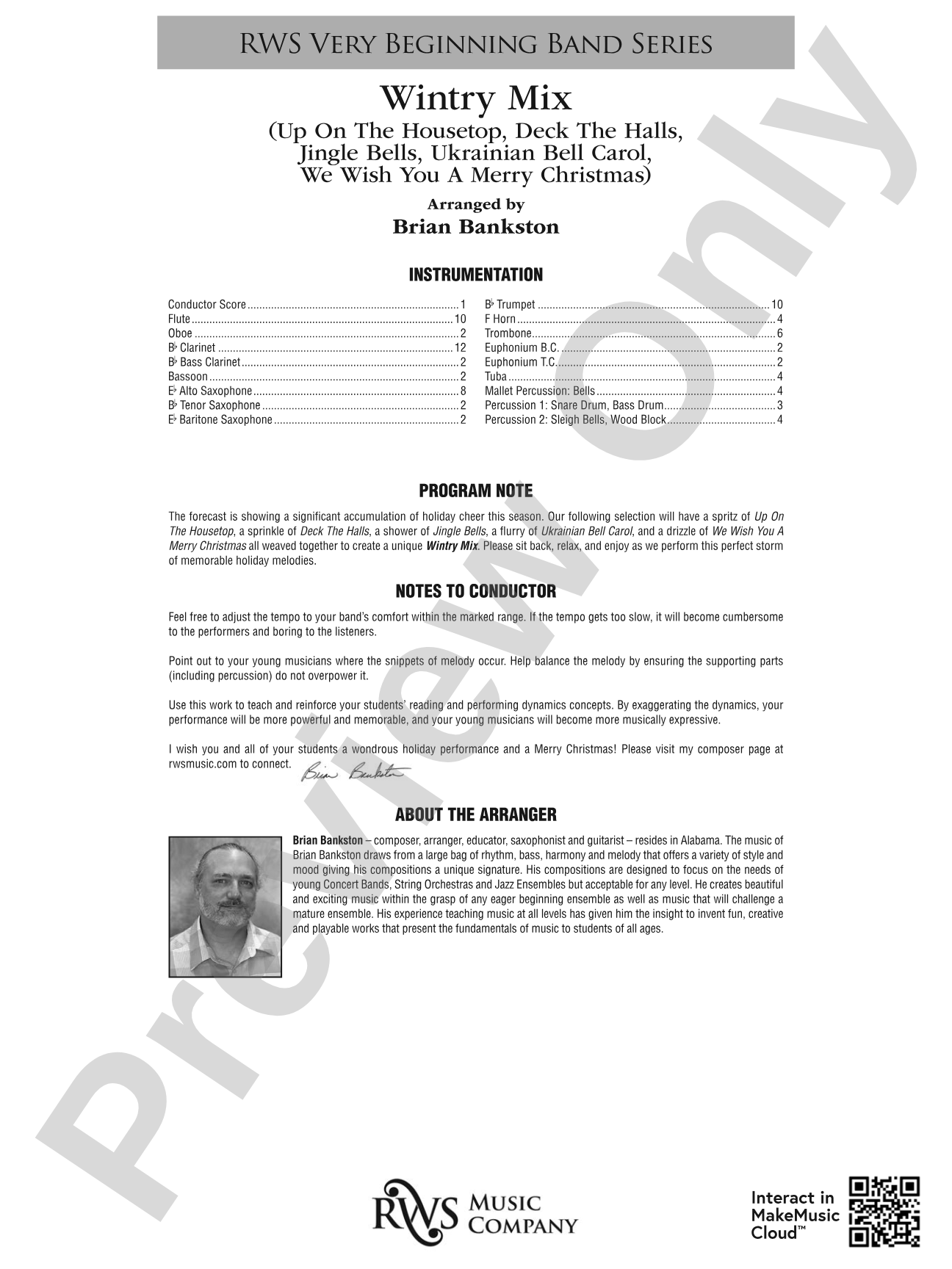 Wintry Mix: Concert Band Conductor Score & Parts