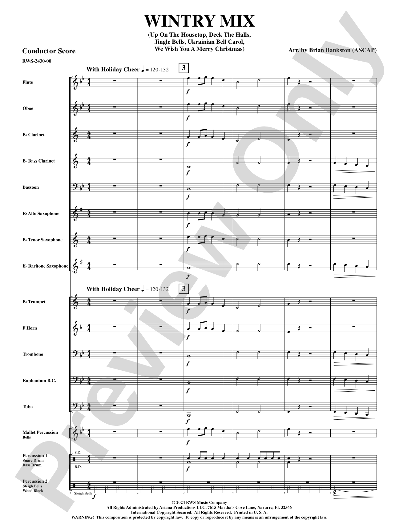Wintry Mix: Concert Band Conductor Score & Parts
