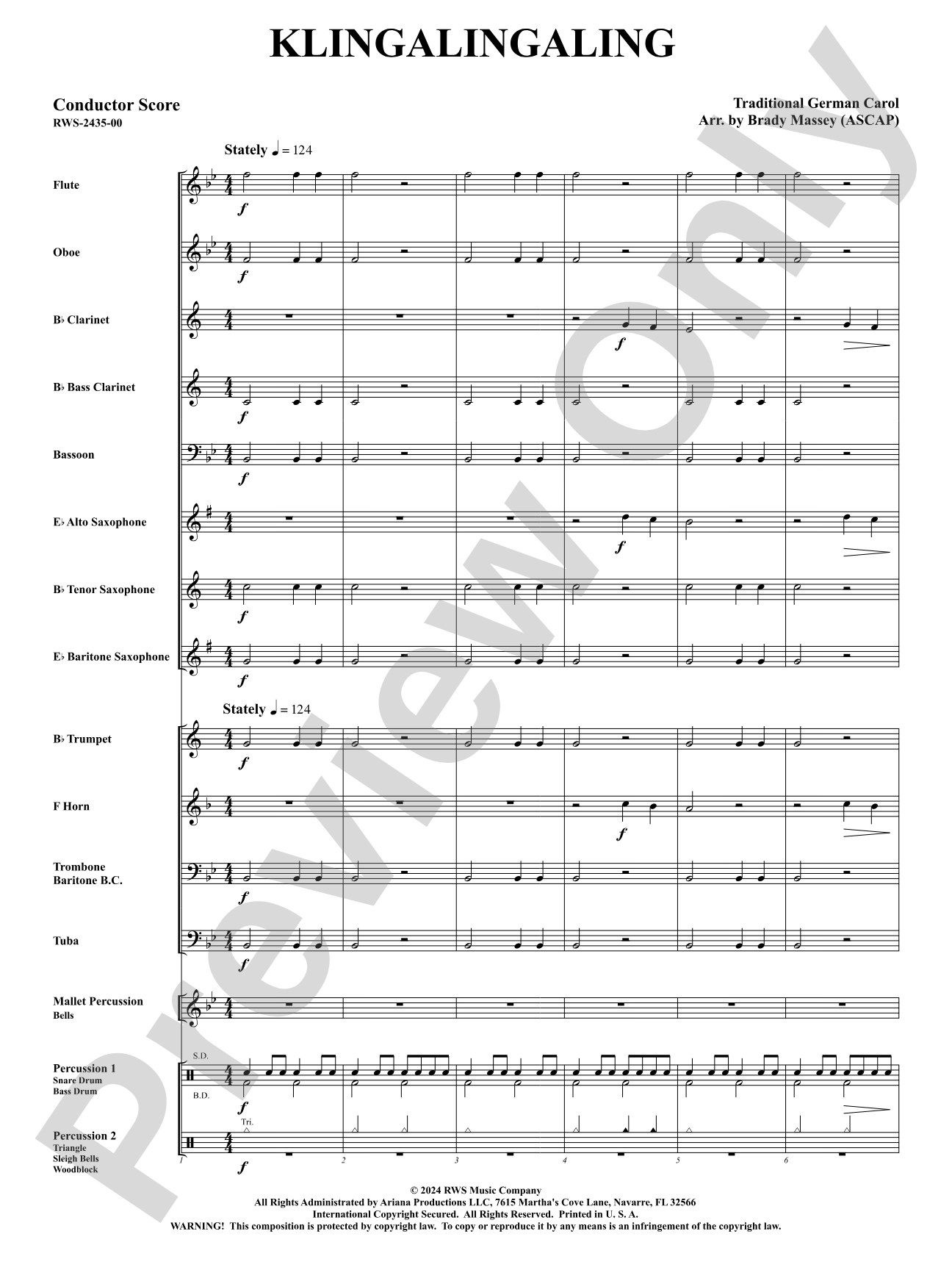 Klingalingaling: Concert Band Conductor Score & Parts