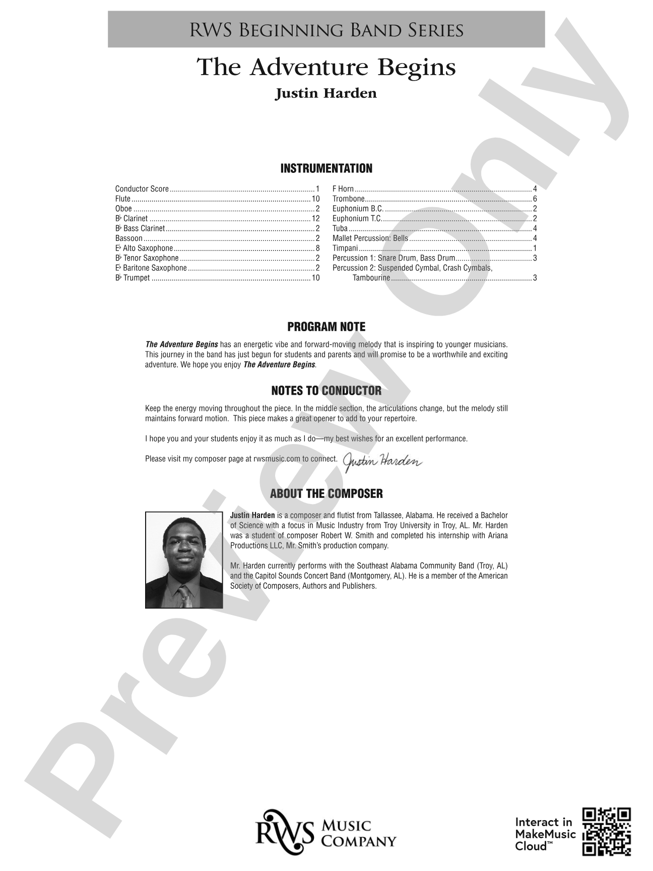 The Adventure Begins: Concert Band Conductor Score & Parts