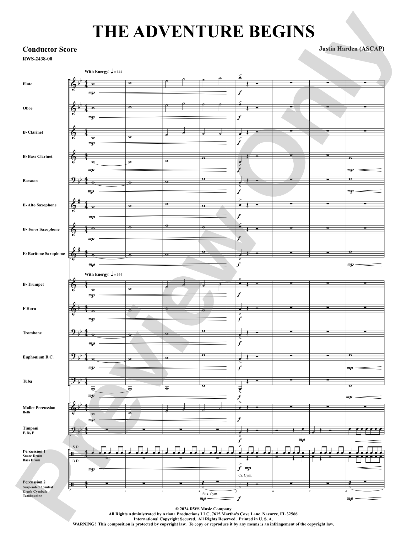 The Adventure Begins: Concert Band Conductor Score & Parts
