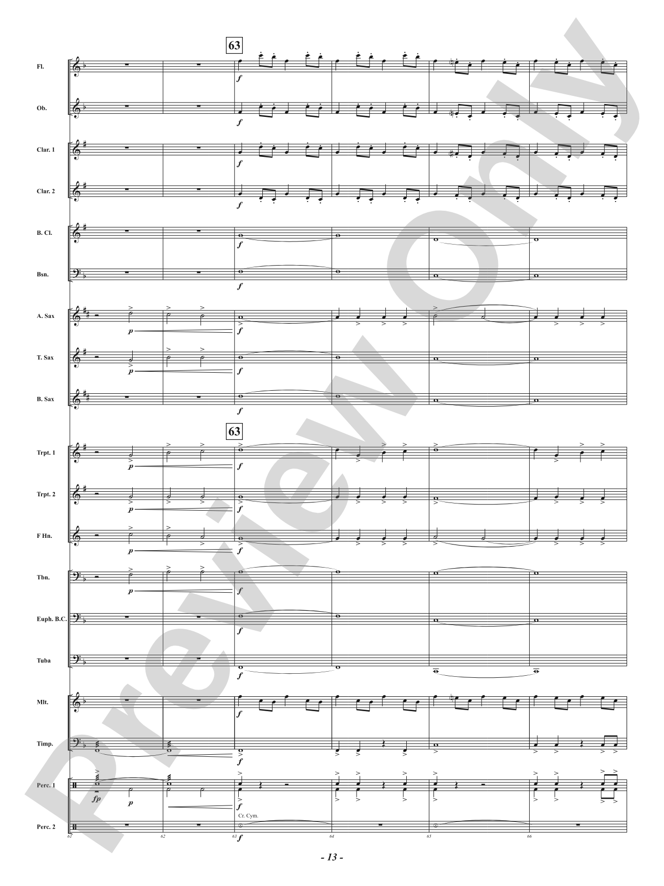 Fanfare For The Saints: Concert Band Conductor Score & Parts