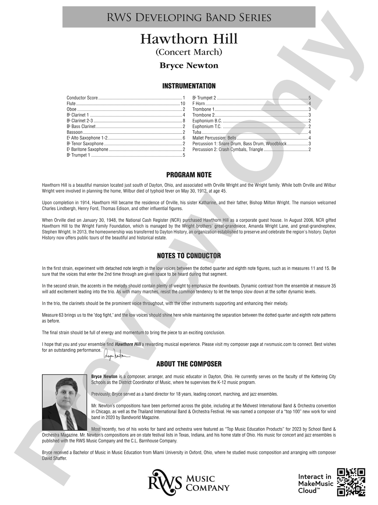 Hawthorn Hill - (Concert March): Concert Band Conductor Score & Parts