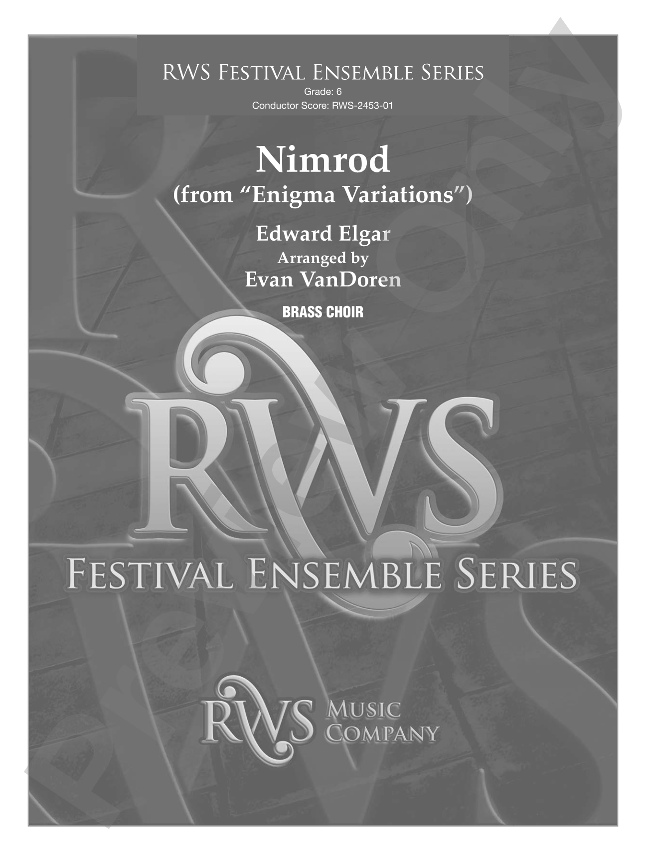 Nimrod (from "Enigma Variations"): Brass Ensemble Conductor Score & Parts