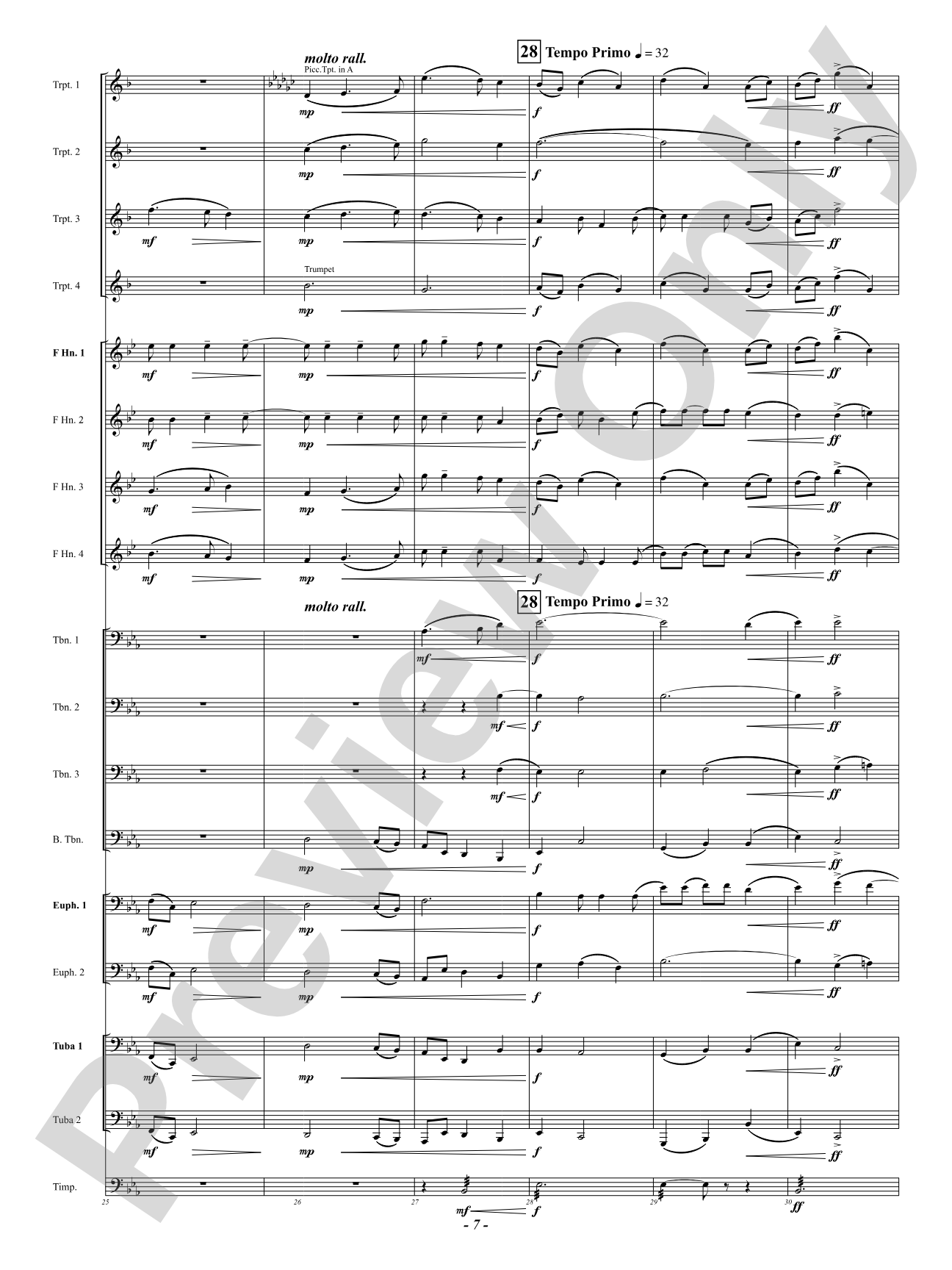 Nimrod (from "Enigma Variations"): Brass Ensemble Conductor Score & Parts
