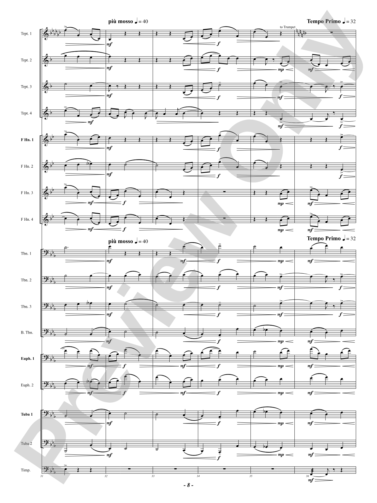 Nimrod (from "Enigma Variations"): Brass Ensemble Conductor Score & Parts