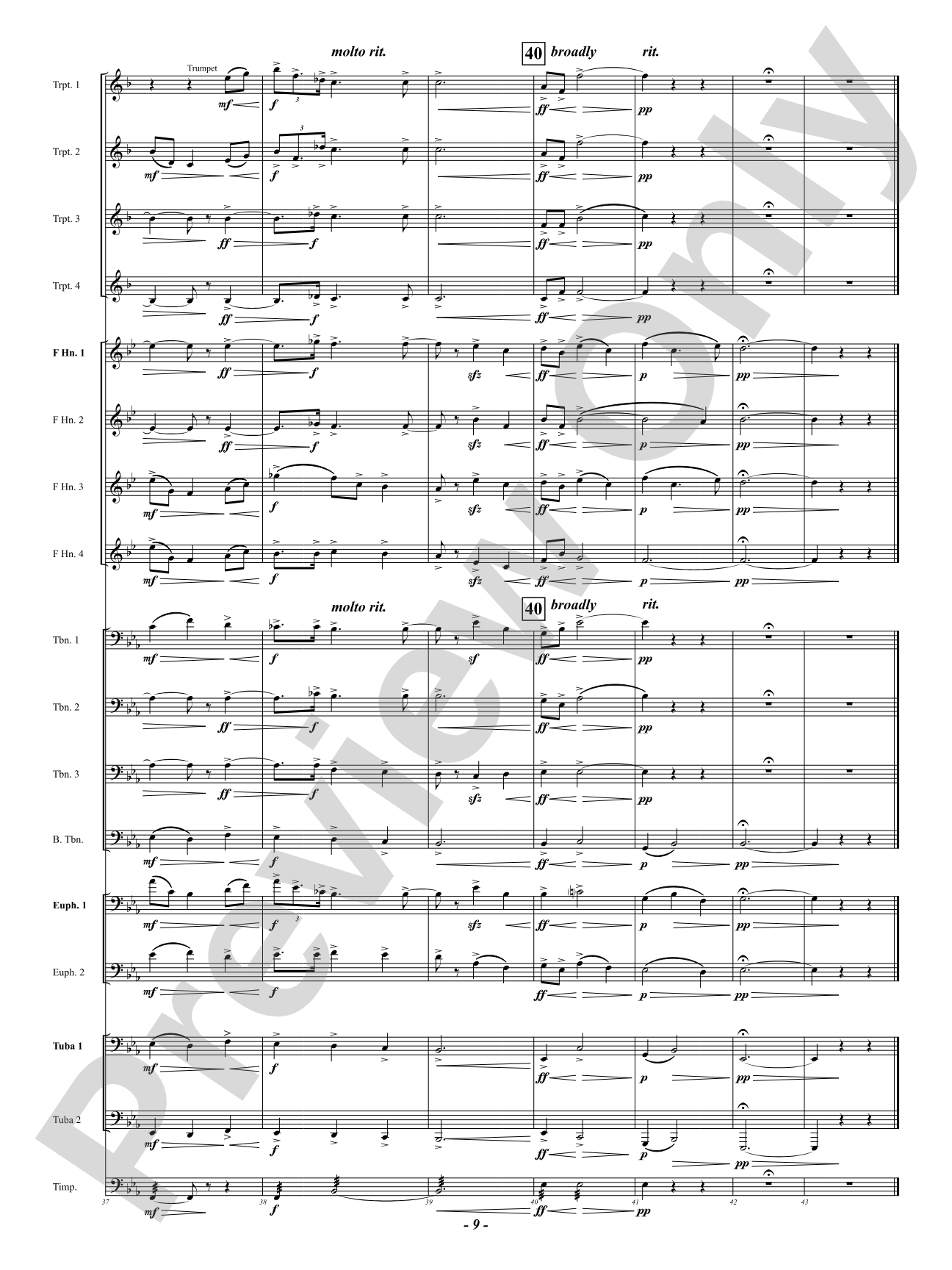 Nimrod (from "Enigma Variations"): Brass Ensemble Conductor Score & Parts