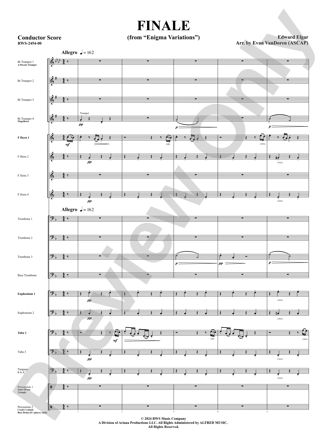 Finale (from "Enigma Variations"): Brass Ensemble Conductor Score & Parts