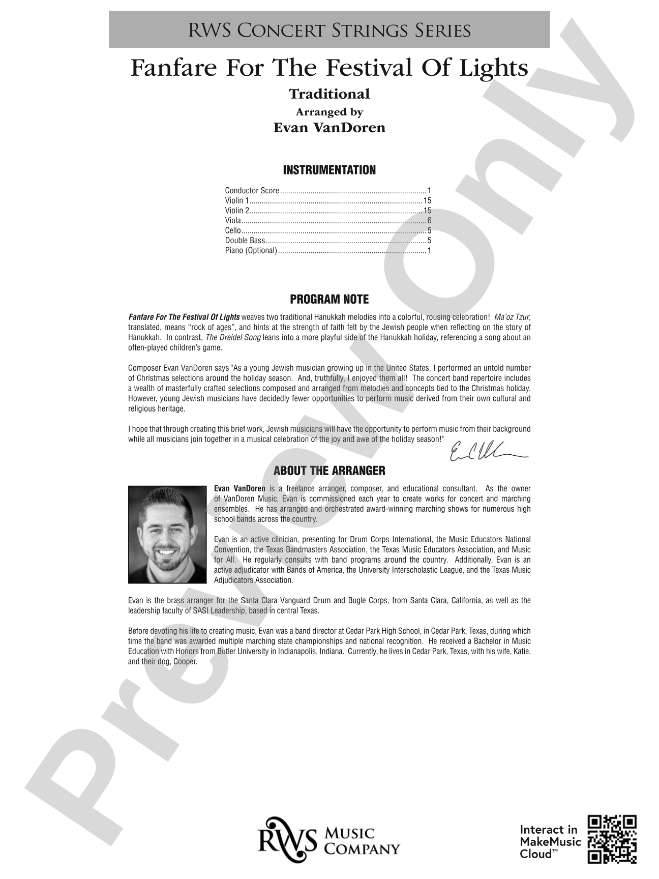 Fanfare For The Festival Of Lights: String Orchestra Conductor Score & Parts