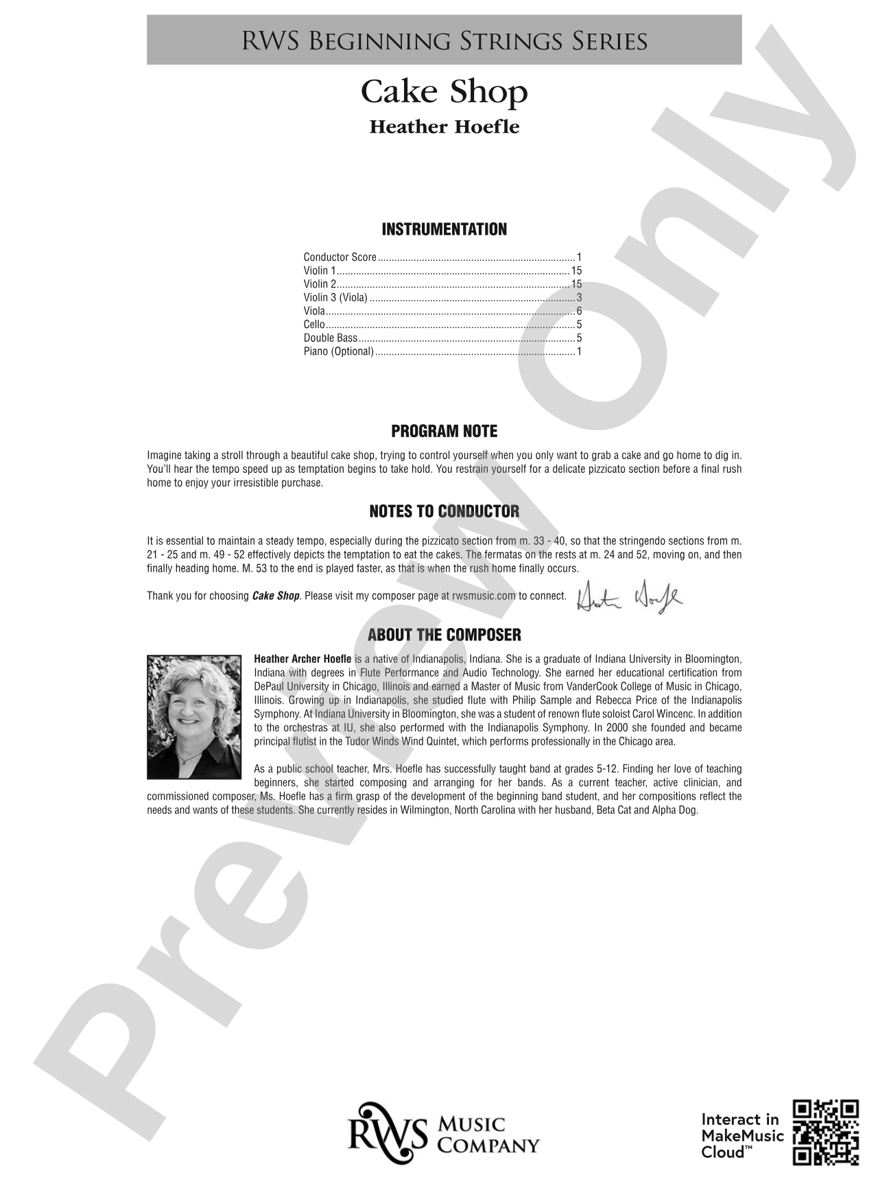 Cake Shop: String Orchestra Conductor Score & Parts