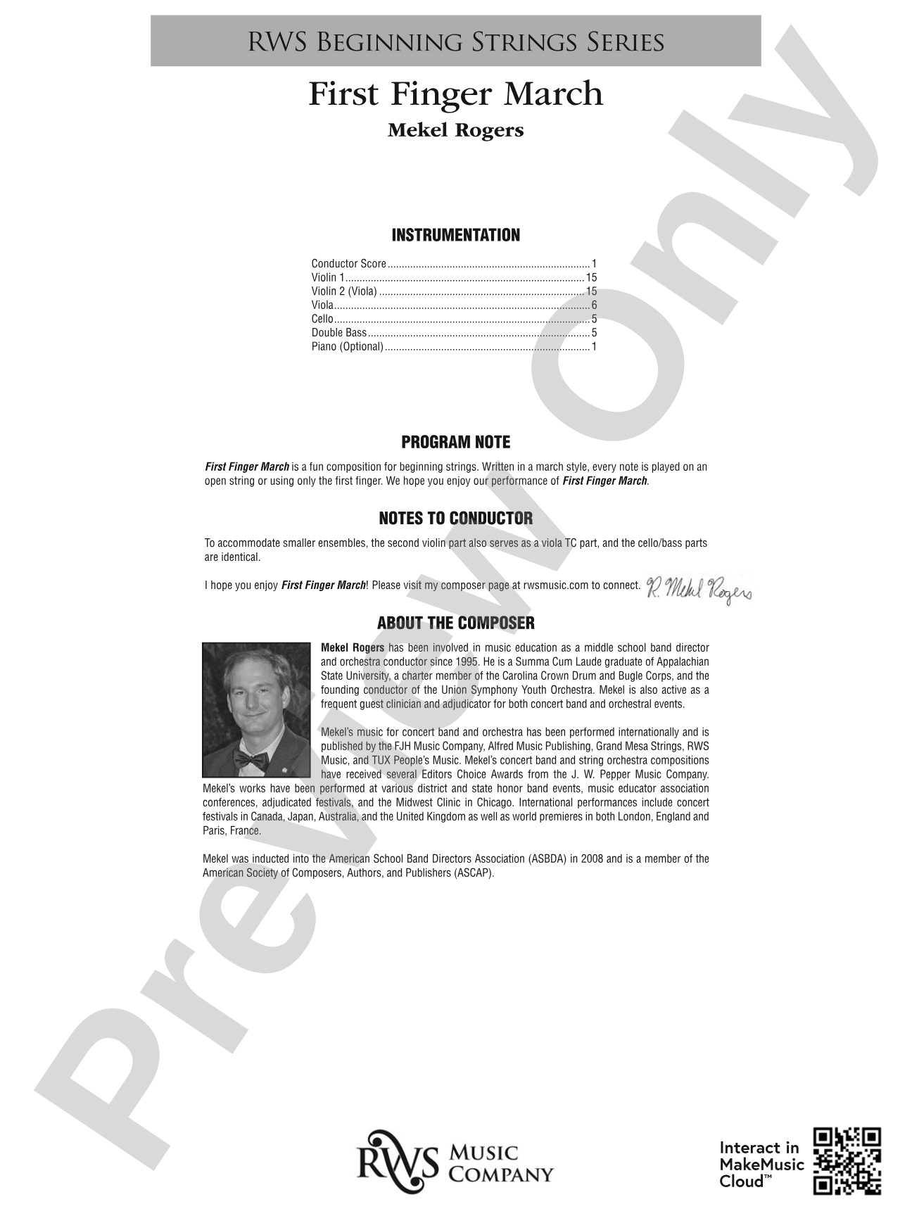 First Finger March: String Orchestra Conductor Score & Parts