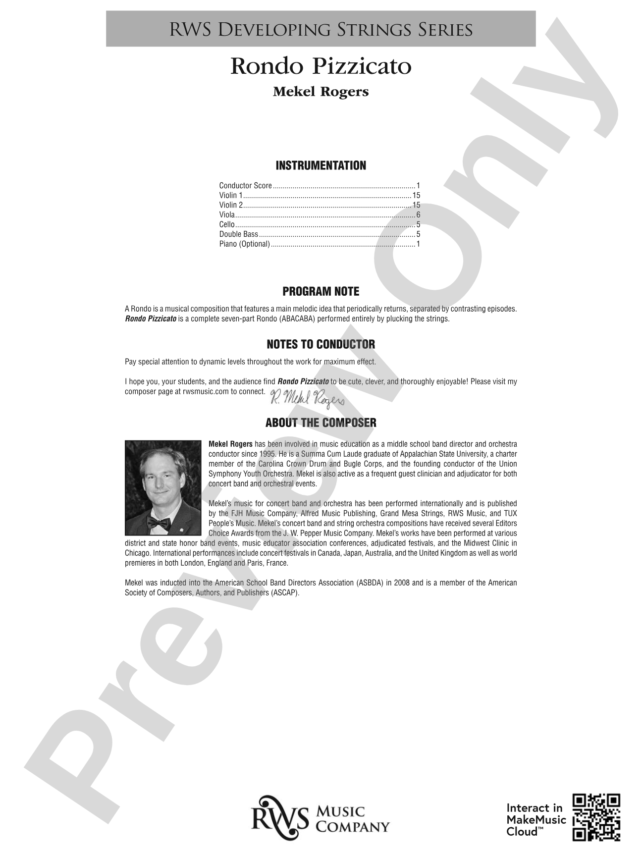 Rondo Pizzicato: String Orchestra Conductor Score & Parts
