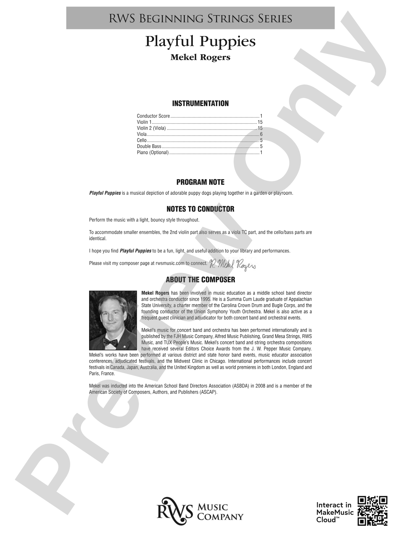 Playful Puppies: String Orchestra Conductor Score & Parts