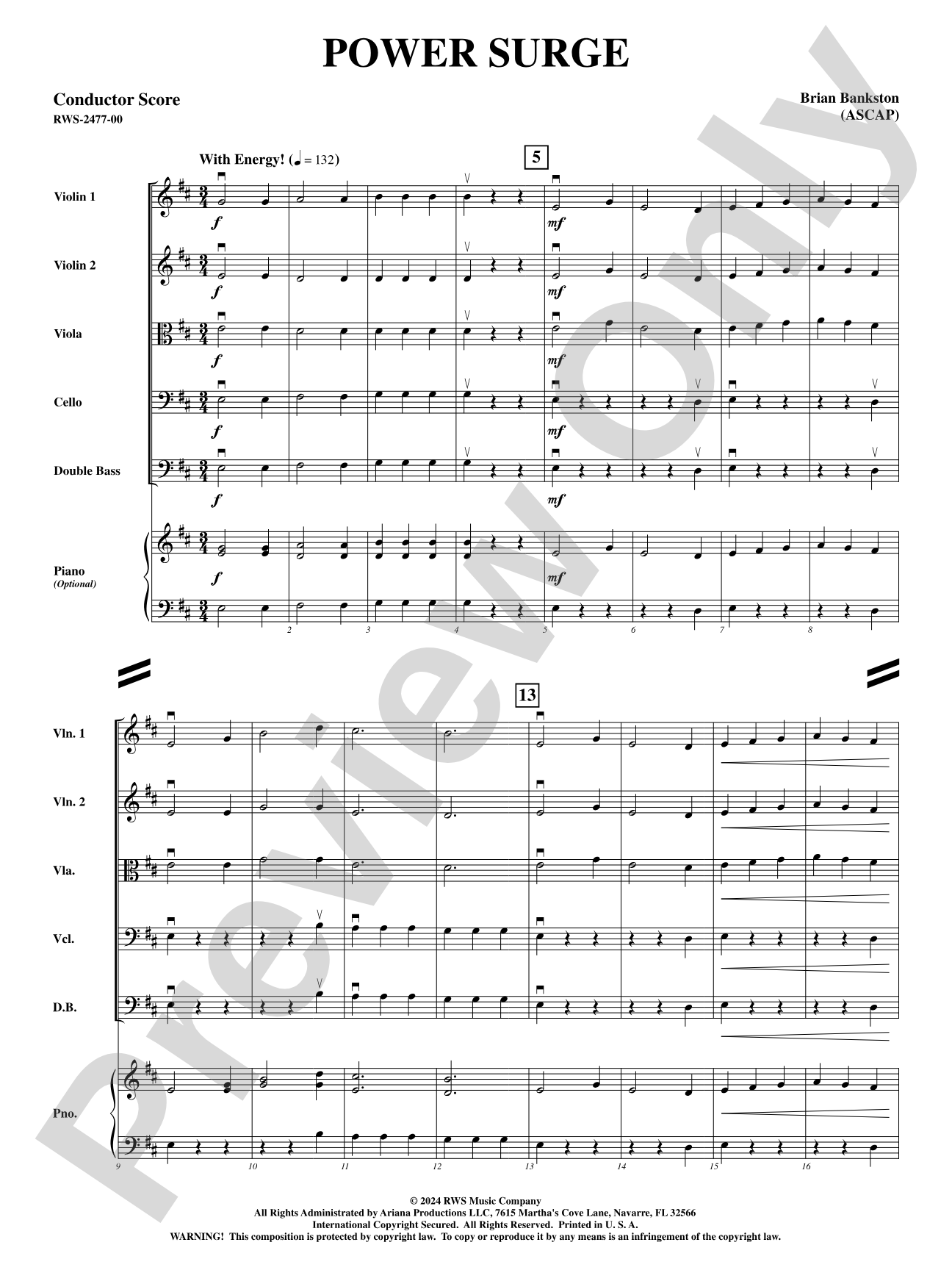 Power Surge: String Orchestra Conductor Score & Parts