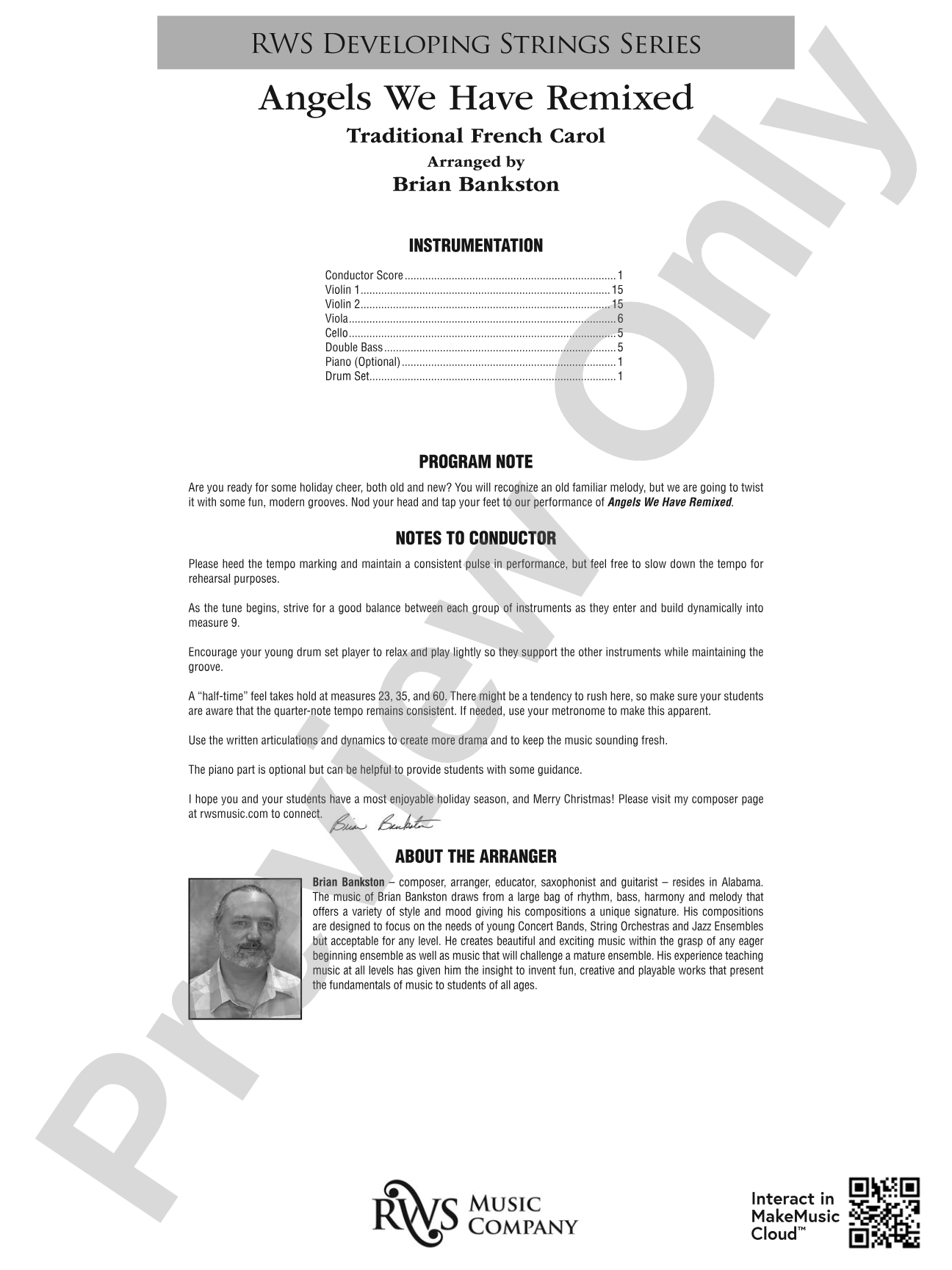 Angels We Have Remixed: String Orchestra Conductor Score & Parts