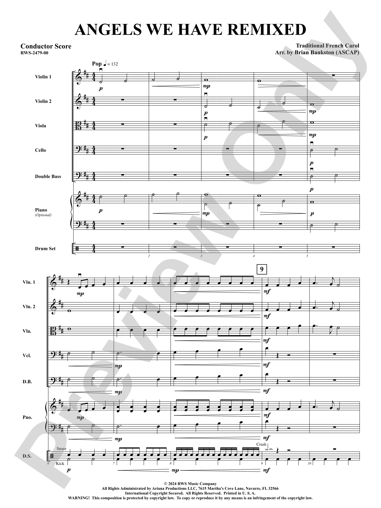 Angels We Have Remixed: String Orchestra Conductor Score & Parts