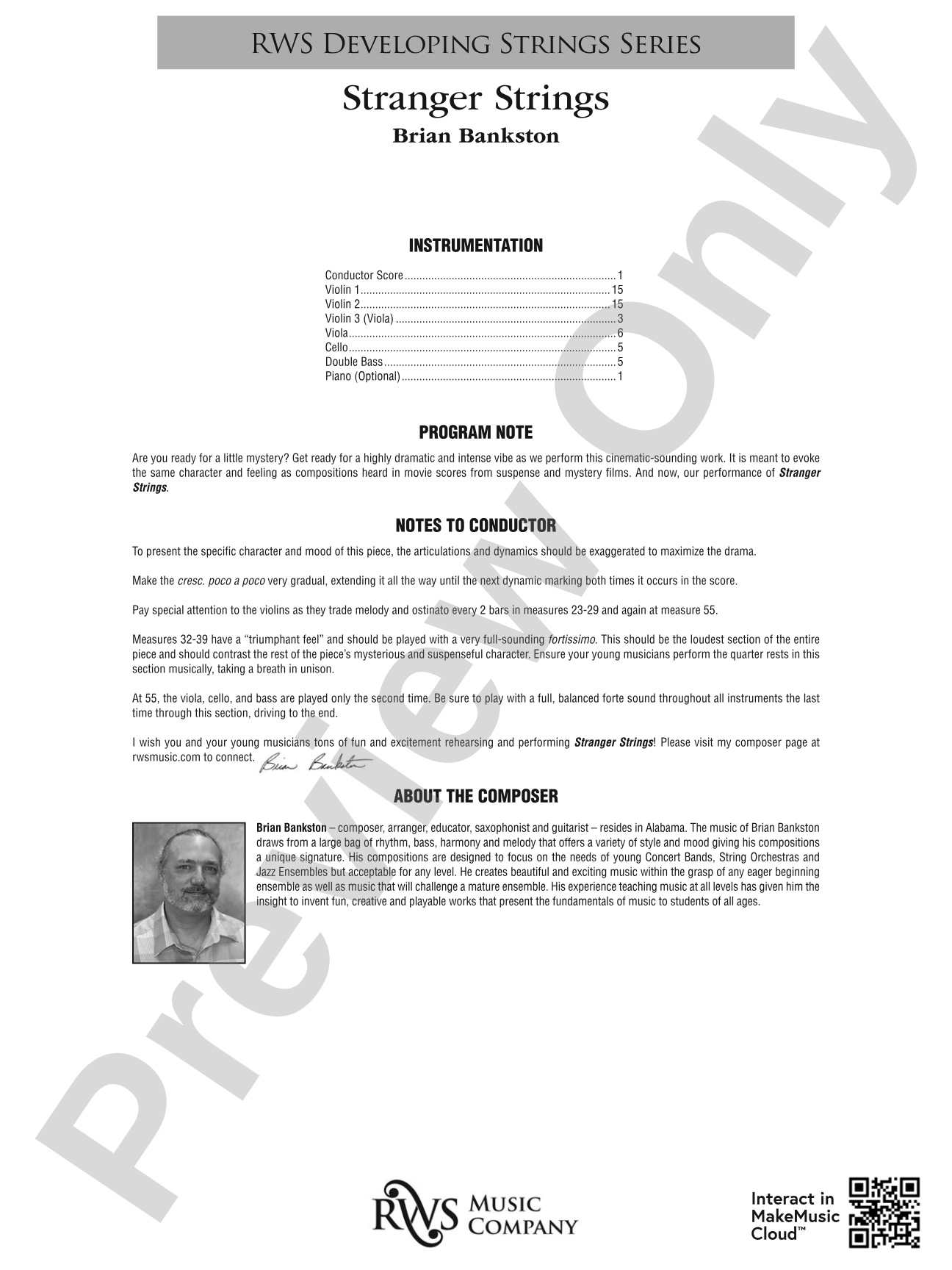 Stranger Strings: String Orchestra Conductor Score & Parts