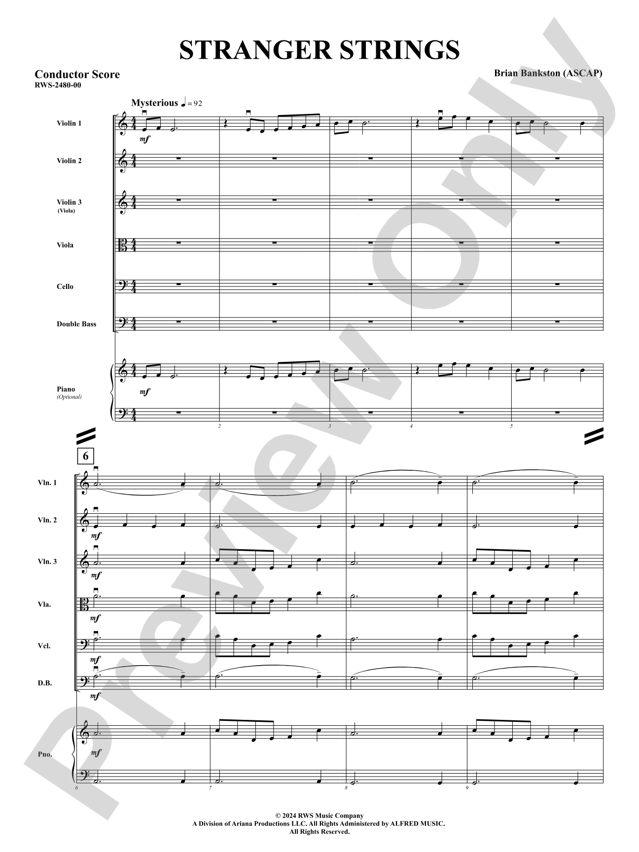 Stranger Strings: String Orchestra Conductor Score & Parts