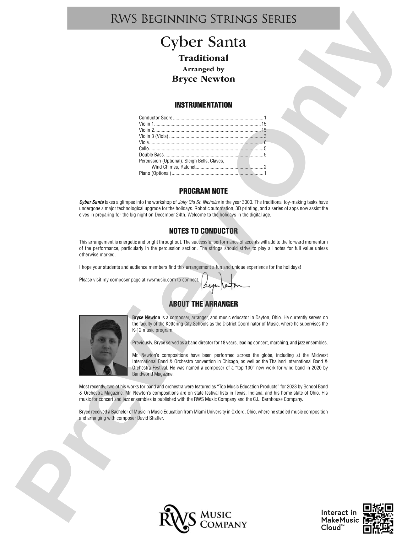 Cyber Santa: String Orchestra Conductor Score & Parts