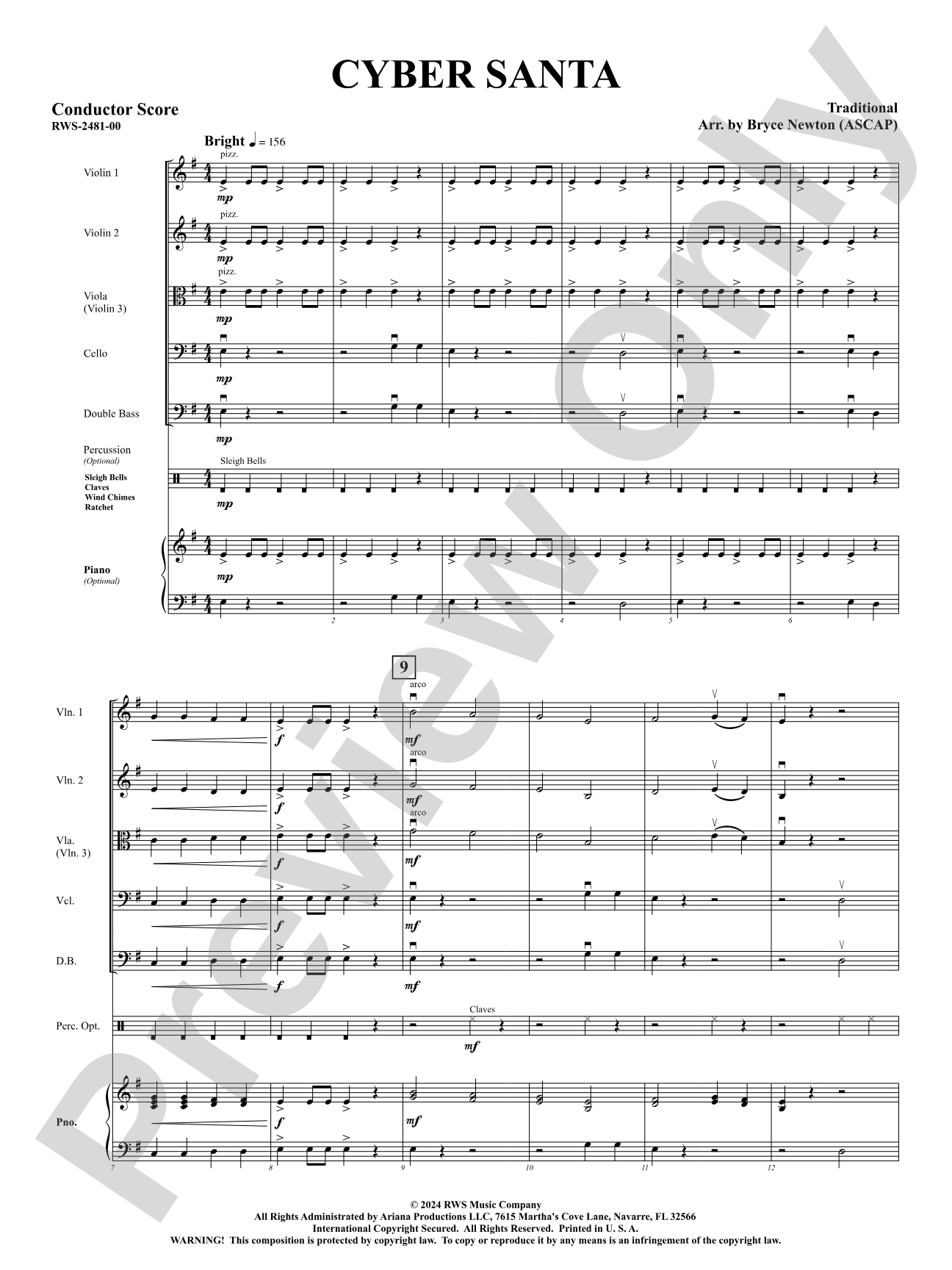 Cyber Santa: String Orchestra Conductor Score & Parts