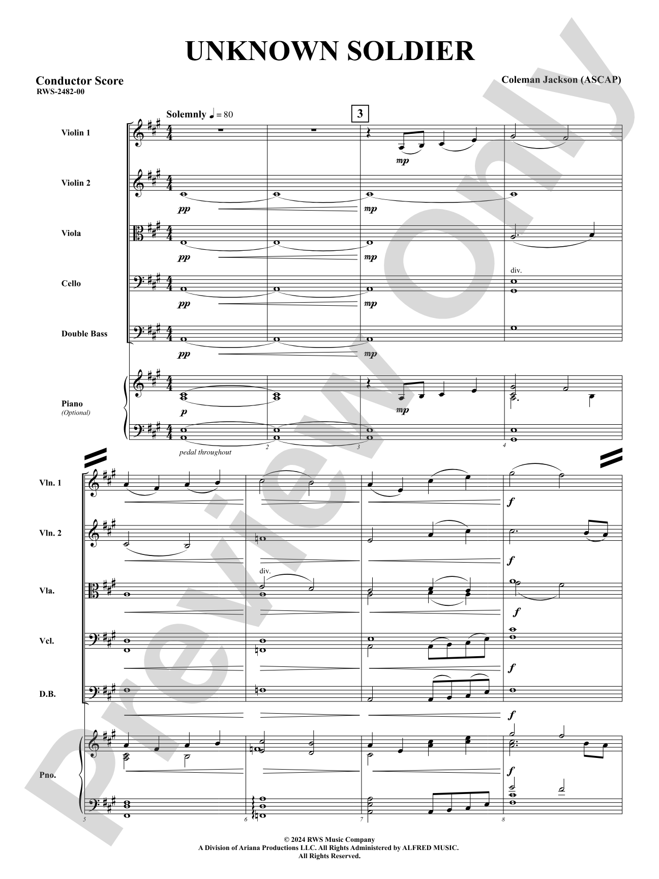 Unknown Soldier: String Orchestra Conductor Score & Parts