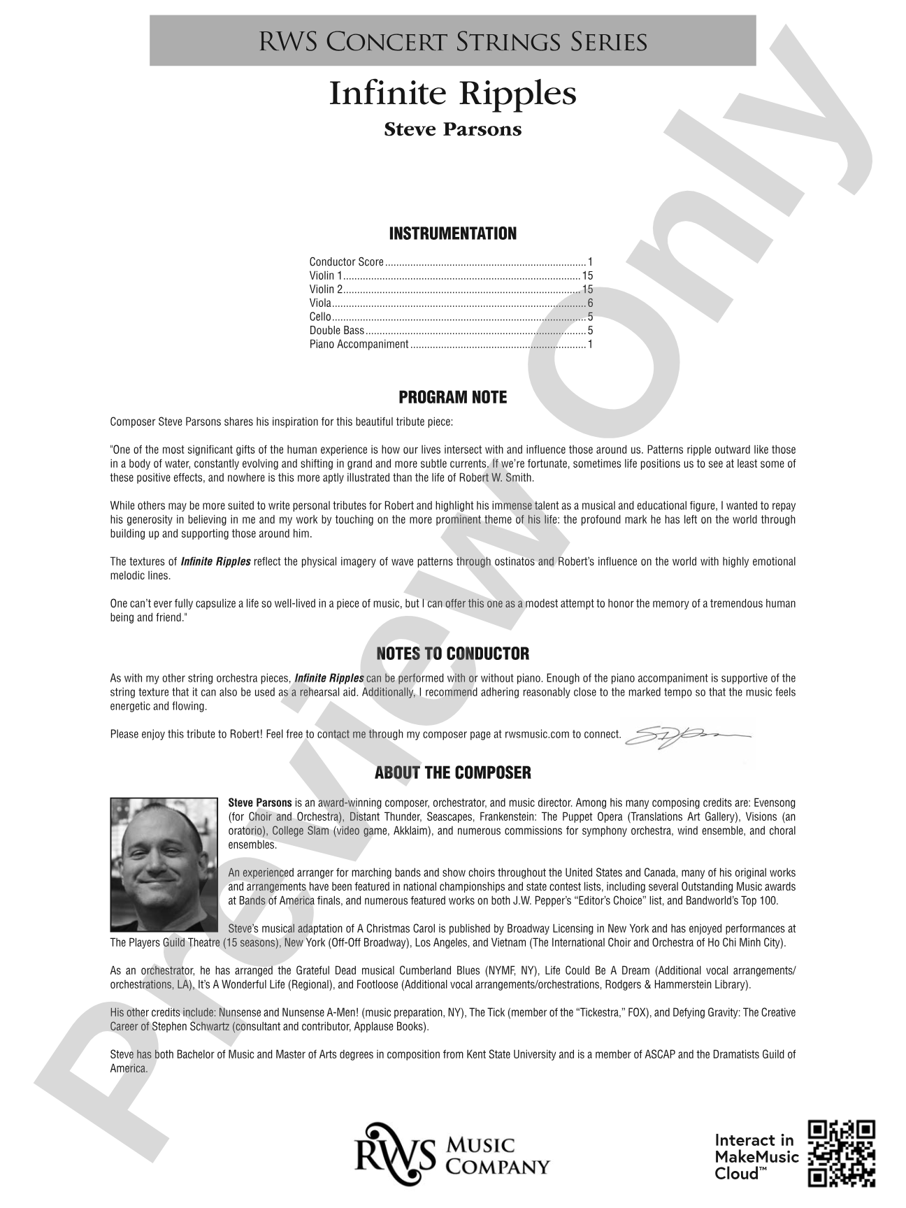 Infinite Ripples: String Orchestra Conductor Score & Parts
