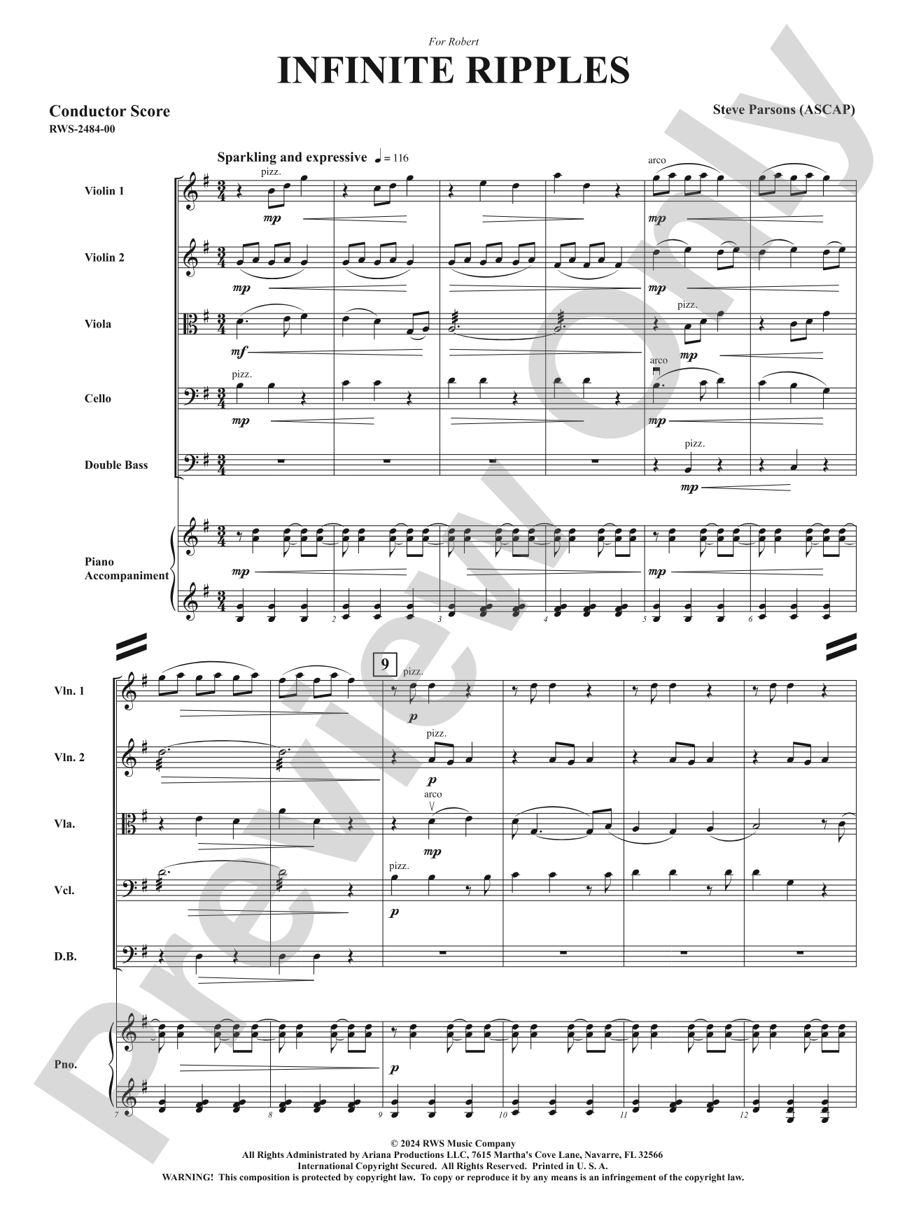 Infinite Ripples: String Orchestra Conductor Score & Parts