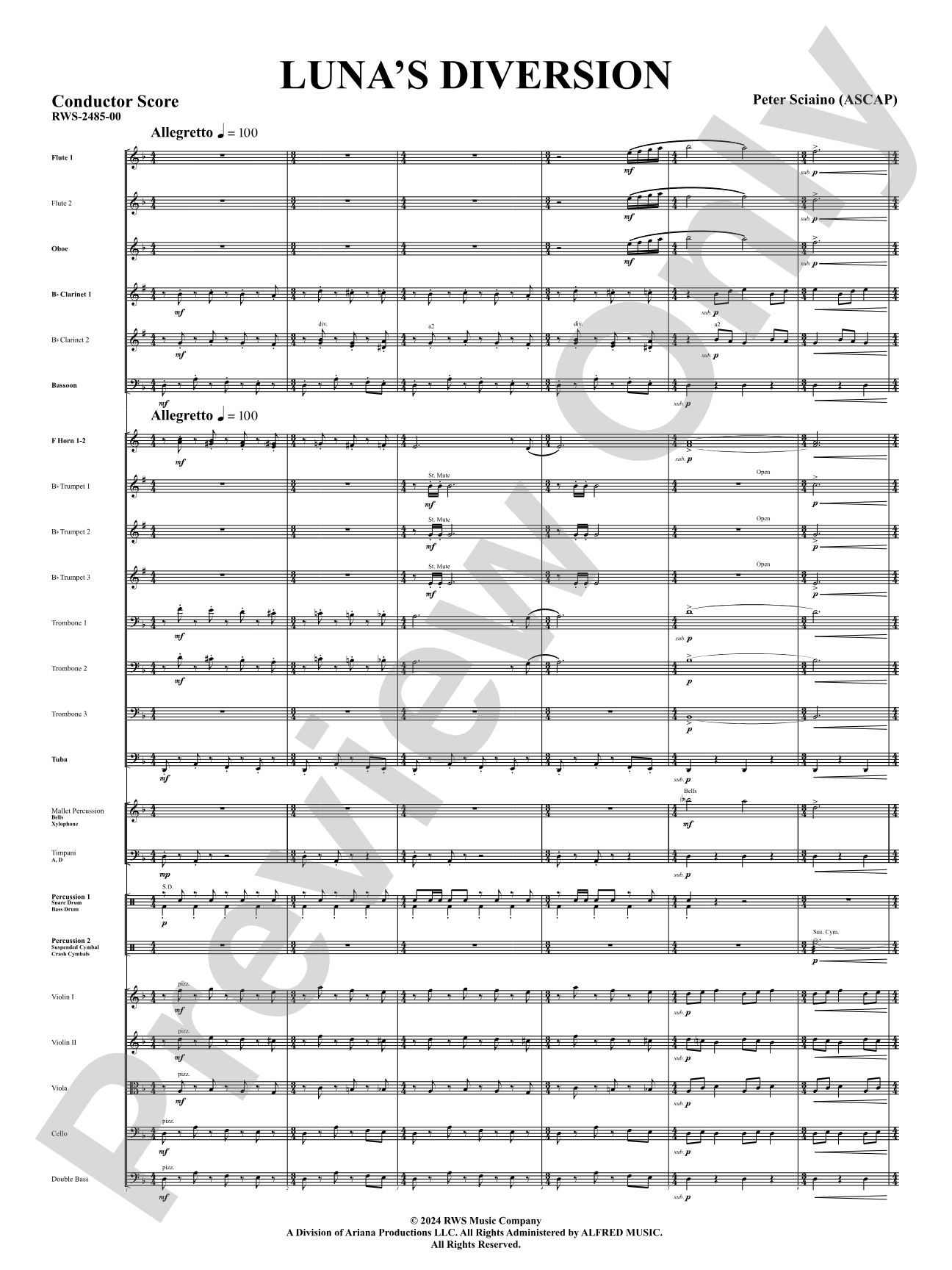 Luna's Diversion: Full Orchestra Conductor Score & Parts