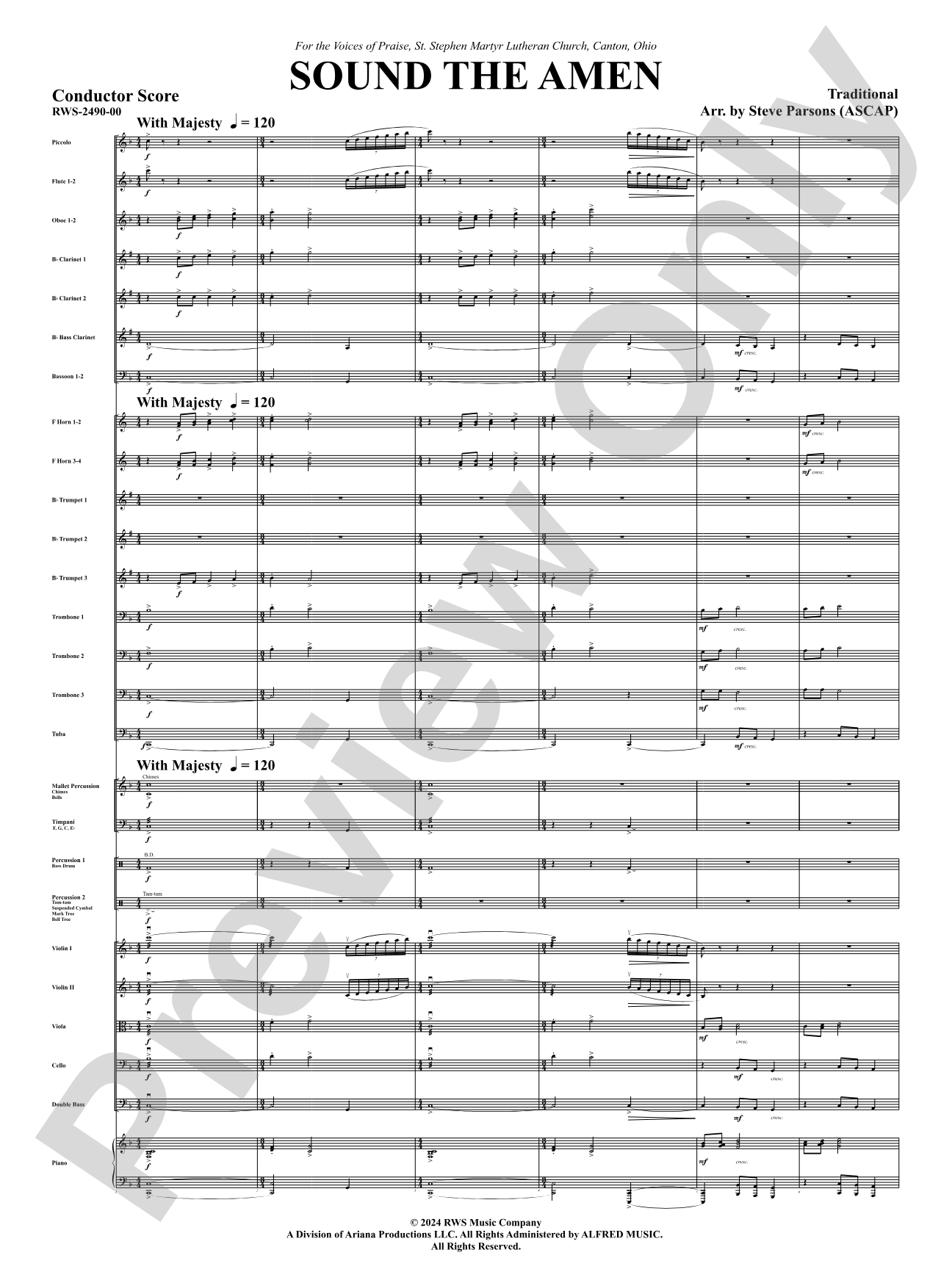Sound the Amen: Full Orchestra Conductor Score & Parts