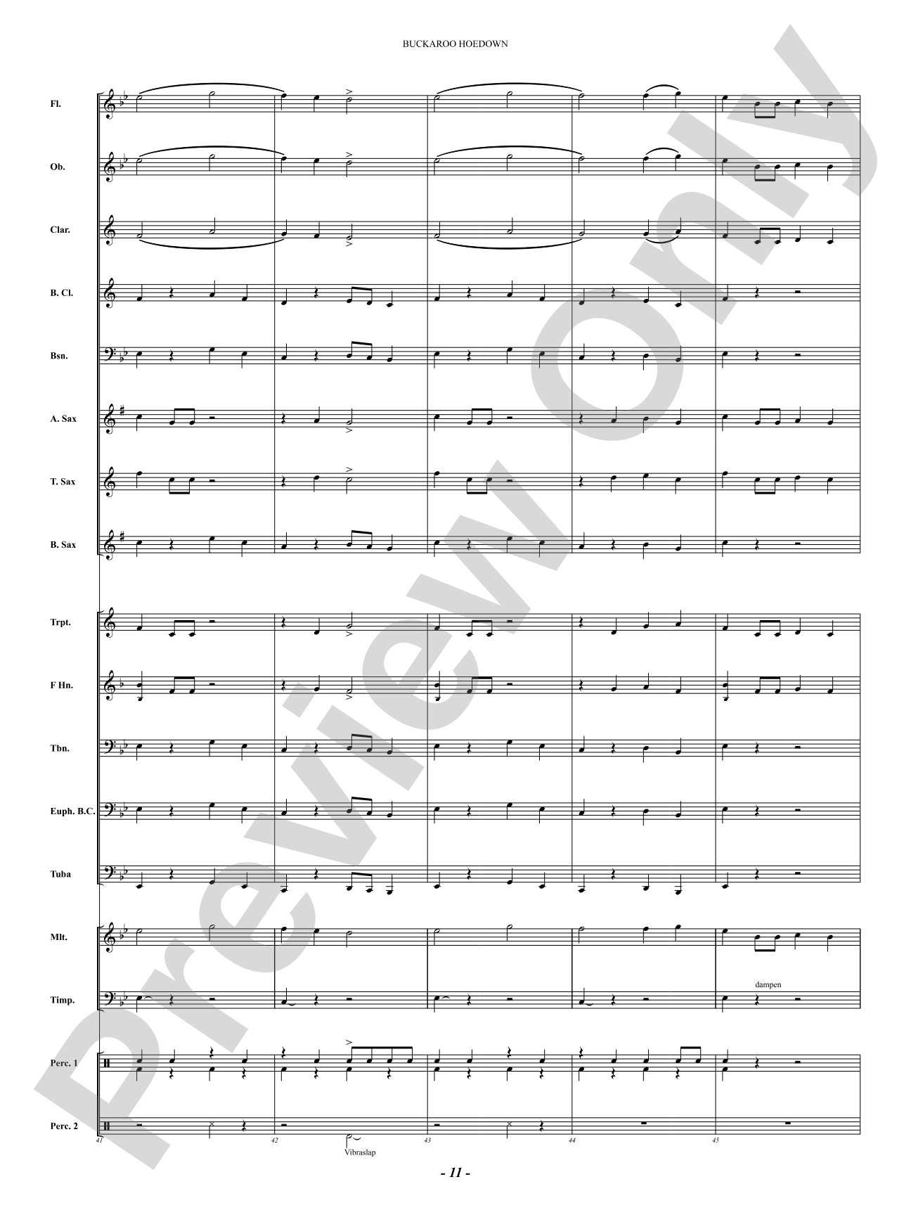 Buckaroo Hoedown: Concert Band Conductor Score & Parts