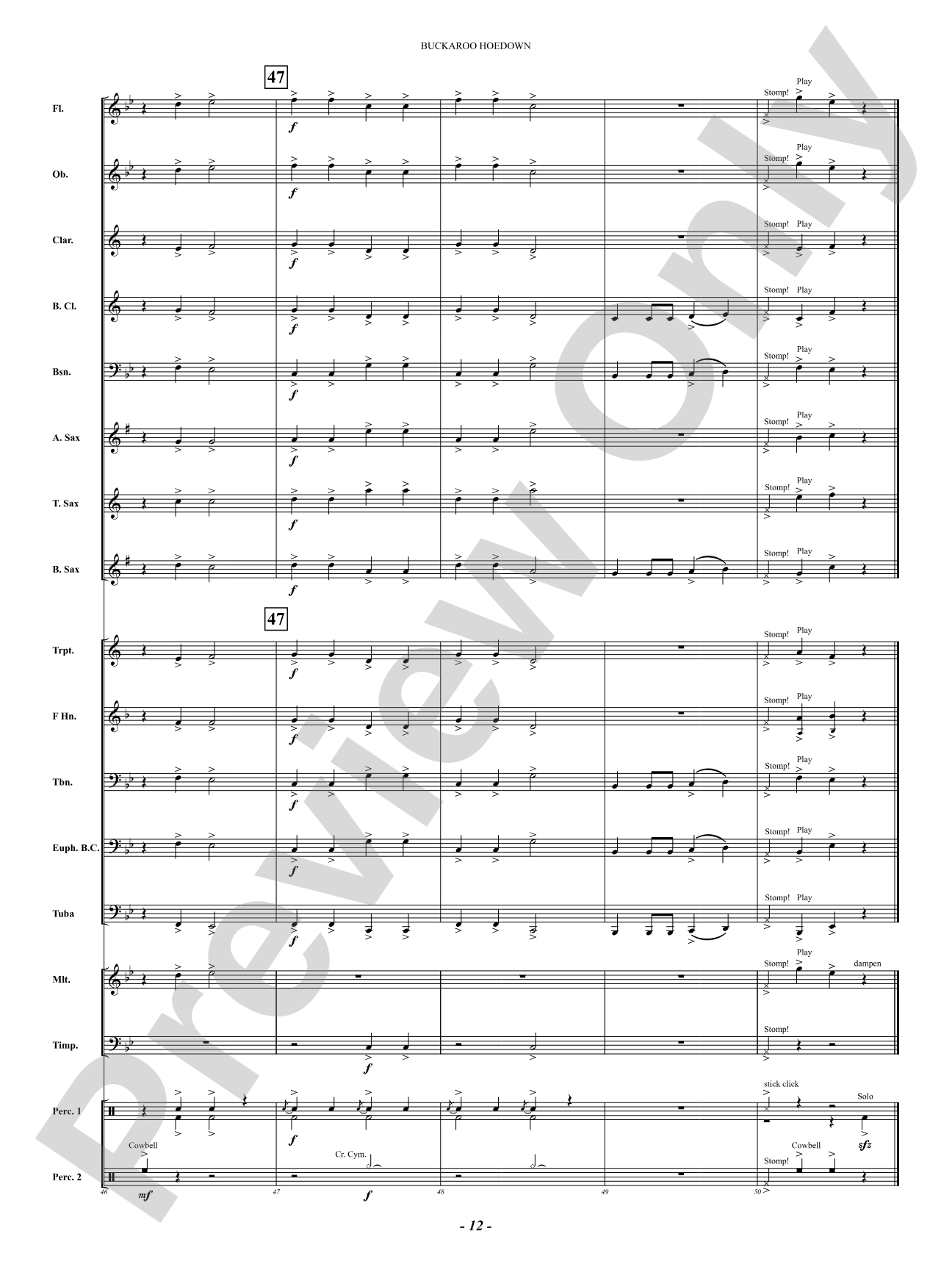 Buckaroo Hoedown: Concert Band Conductor Score & Parts