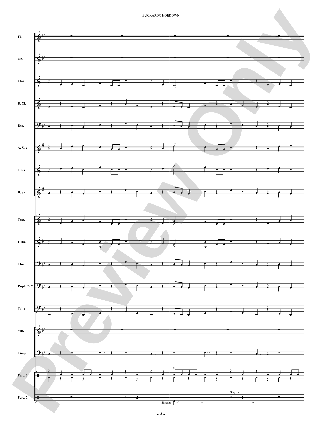 Buckaroo Hoedown: Concert Band Conductor Score & Parts