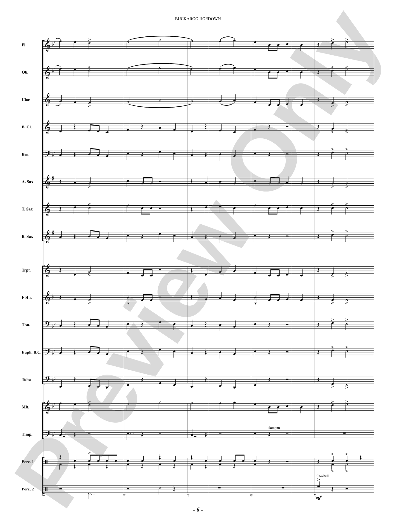 Buckaroo Hoedown: Concert Band Conductor Score & Parts