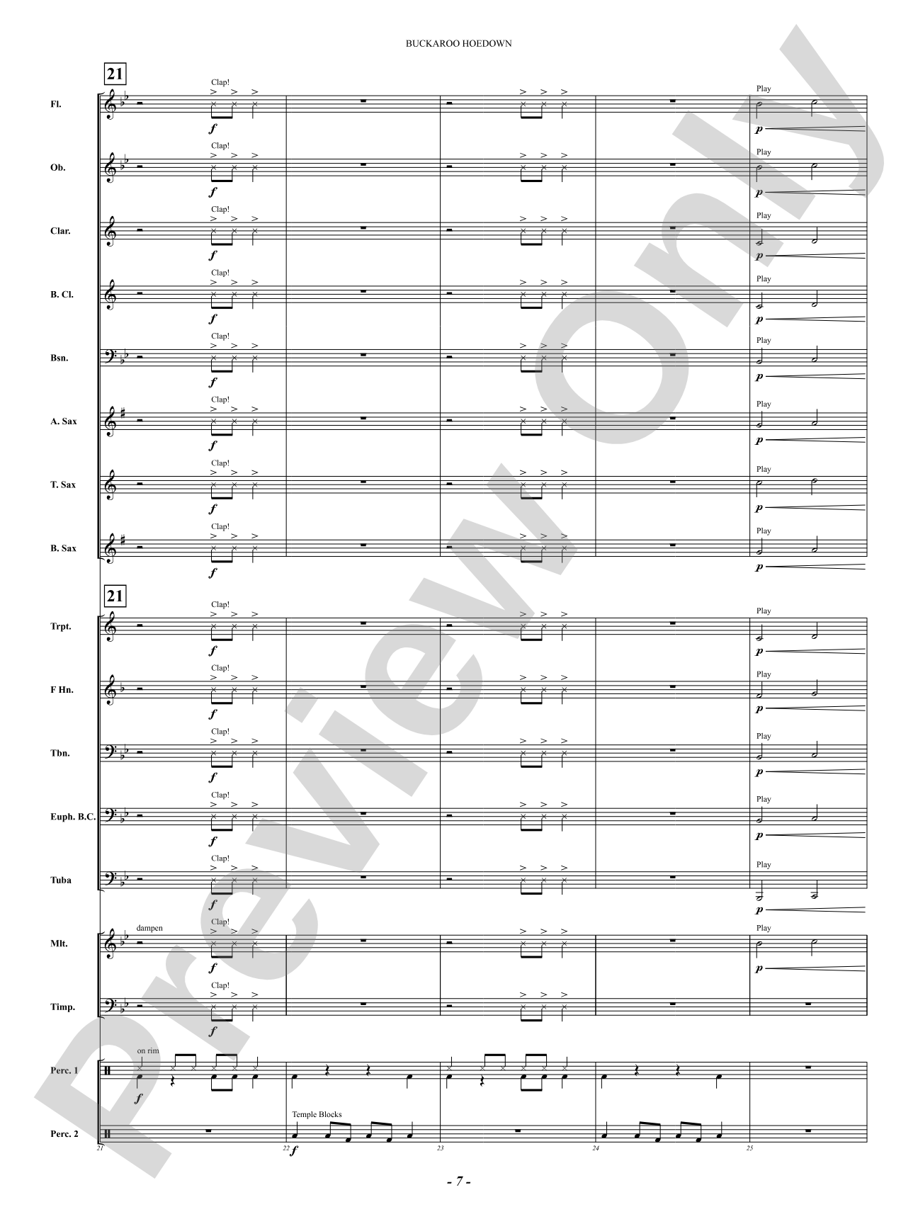 Buckaroo Hoedown: Concert Band Conductor Score & Parts