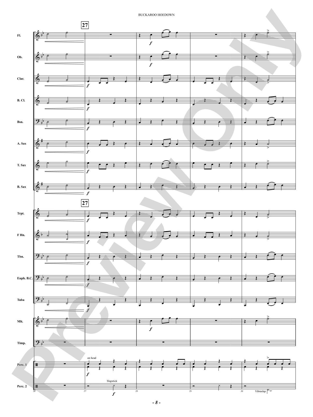 Buckaroo Hoedown: Concert Band Conductor Score & Parts