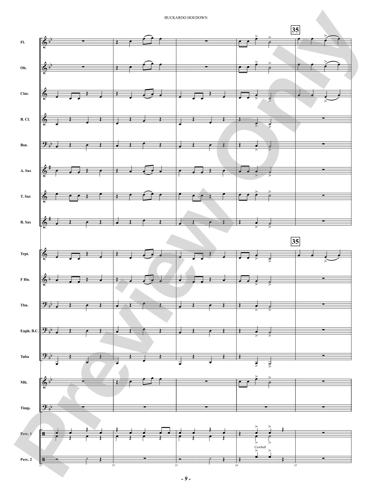 Buckaroo Hoedown: Concert Band Conductor Score & Parts