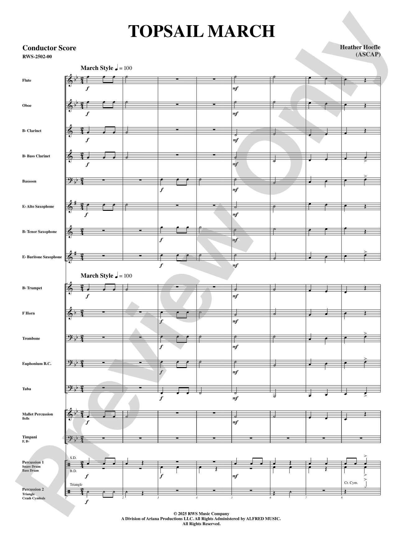 Topsail March: Concert Band Conductor Score & Parts