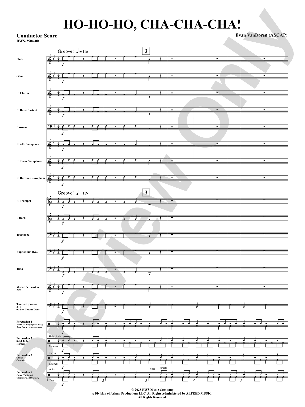 Ho-Ho-Ho, Cha-Cha-Cha!: Concert Band Conductor Score & Parts