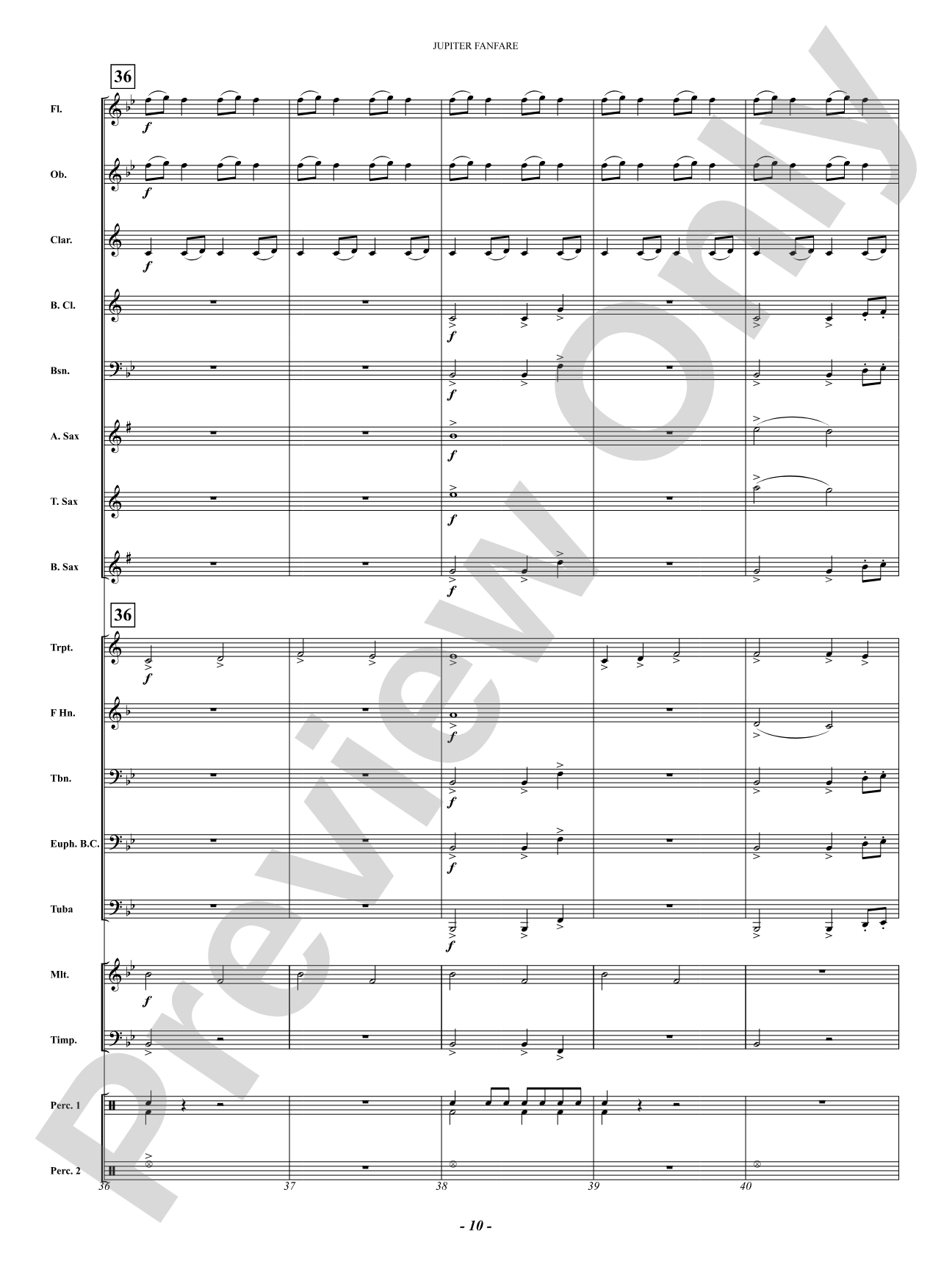 Jupiter Fanfare: Concert Band Conductor Score & Parts