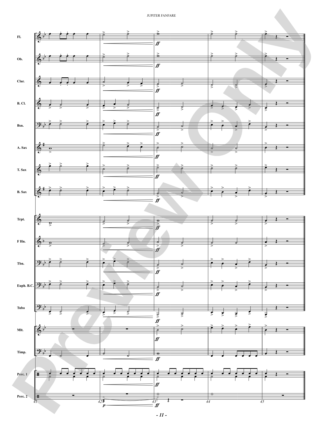 Jupiter Fanfare: Concert Band Conductor Score & Parts