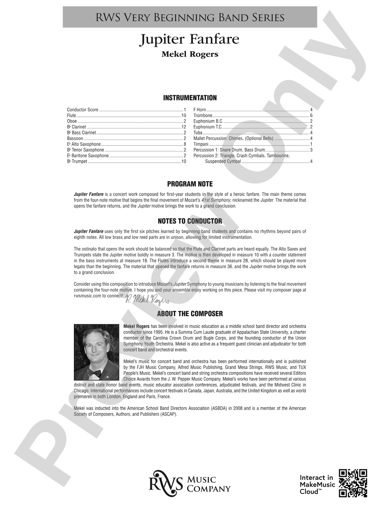 Jupiter Fanfare: Concert Band Conductor Score & Parts
