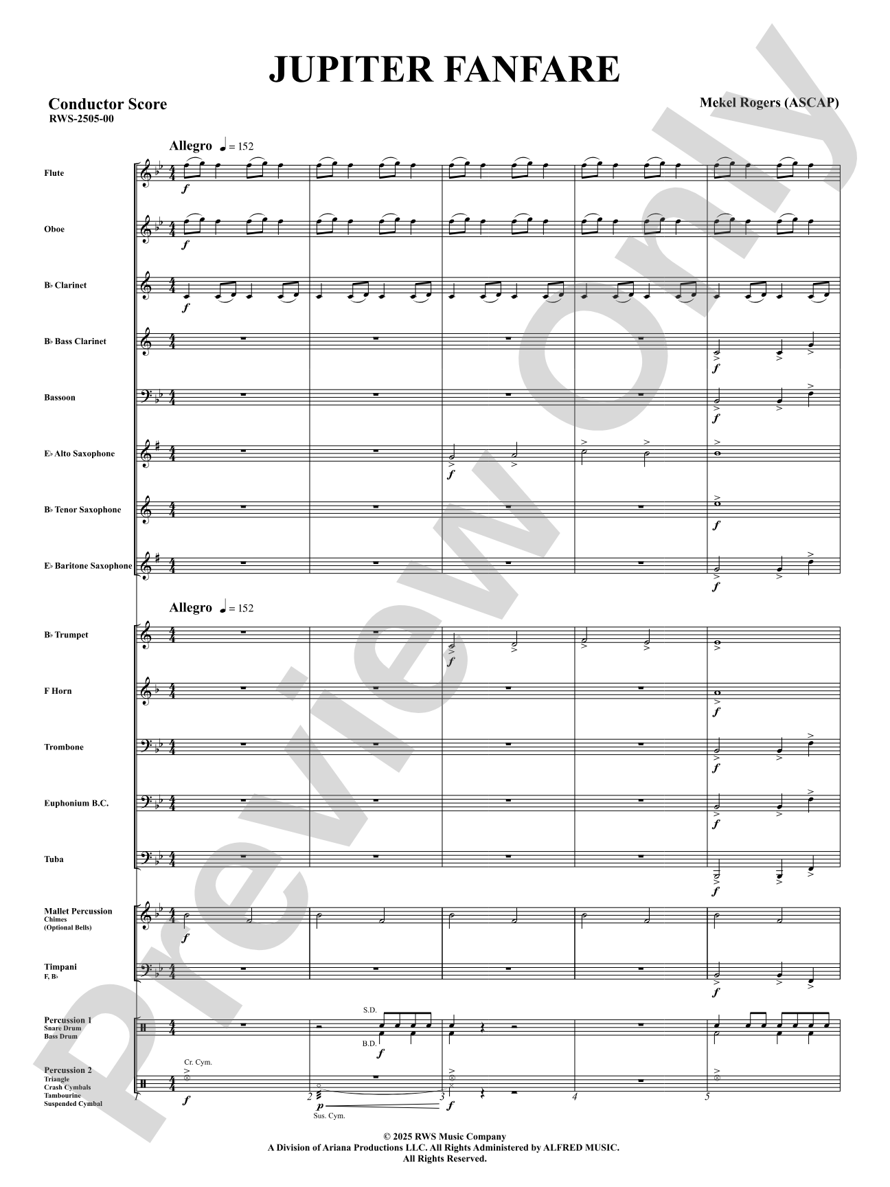 Jupiter Fanfare: Concert Band Conductor Score & Parts