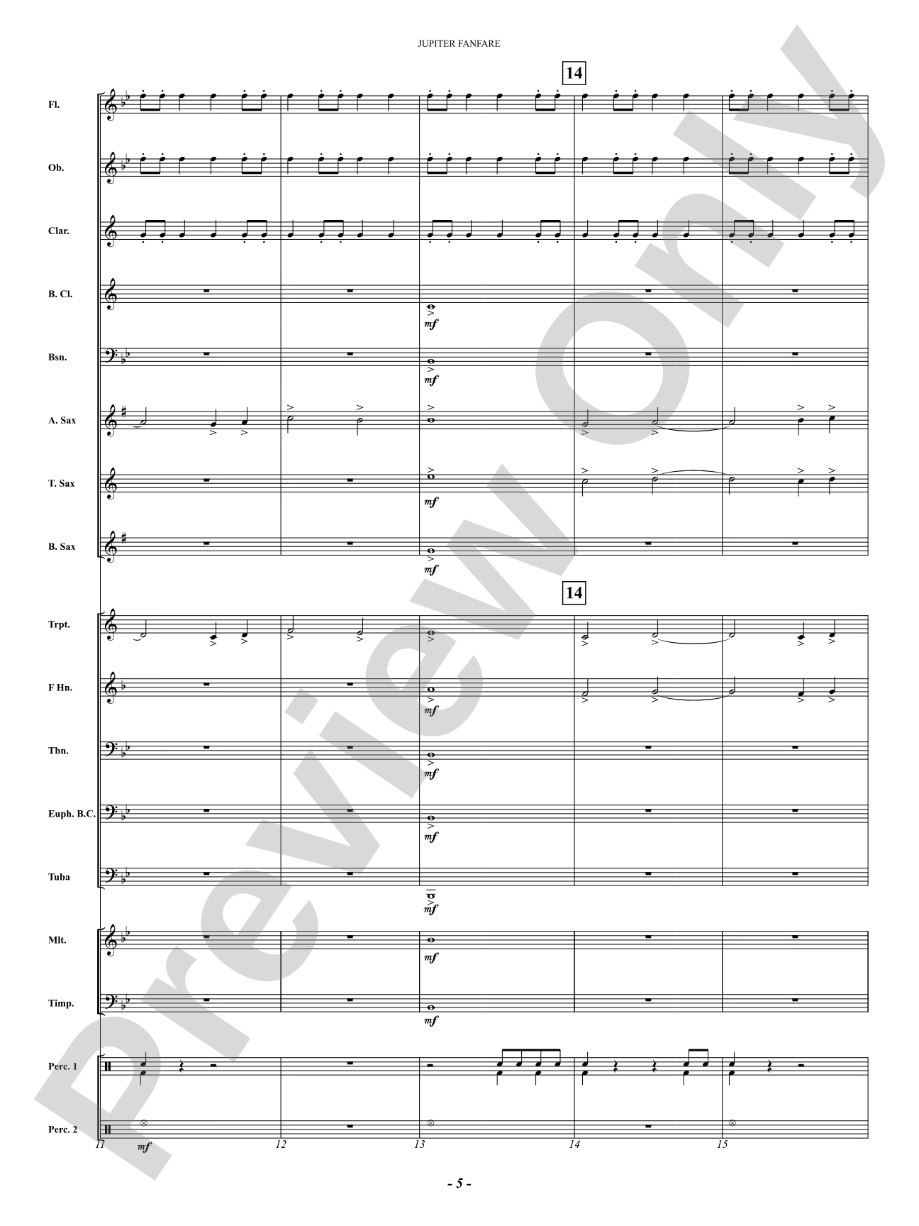 Jupiter Fanfare: Concert Band Conductor Score & Parts