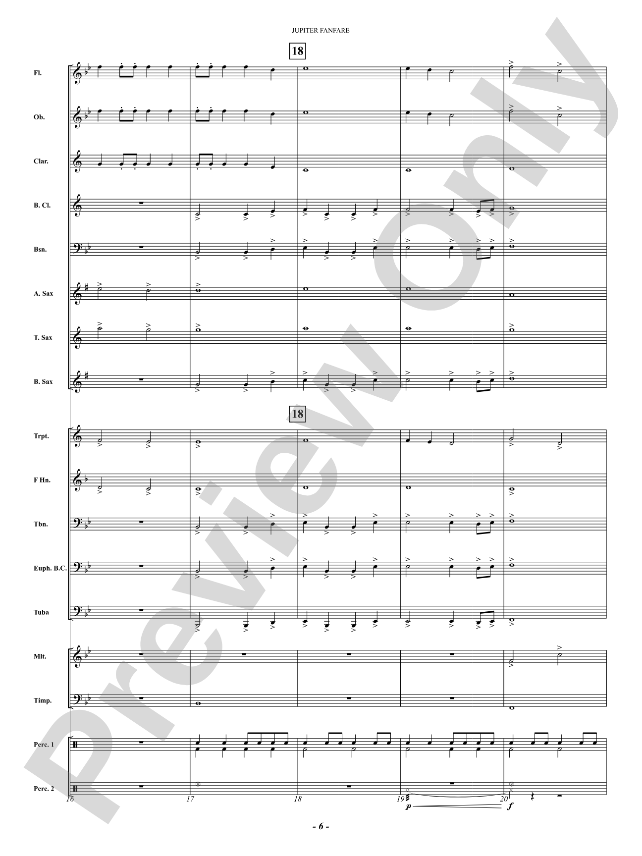 Jupiter Fanfare: Concert Band Conductor Score & Parts