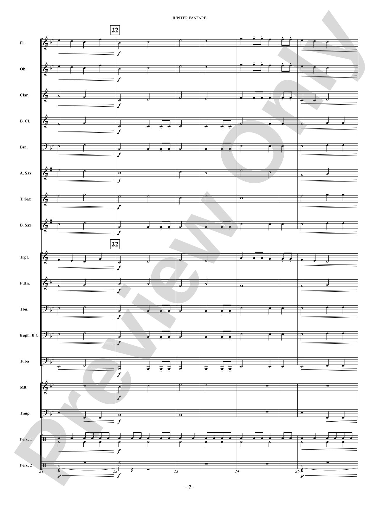 Jupiter Fanfare: Concert Band Conductor Score & Parts