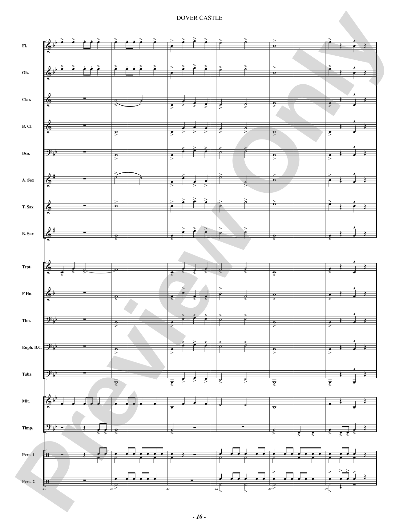 Dover Castle: Concert Band Conductor Score & Parts
