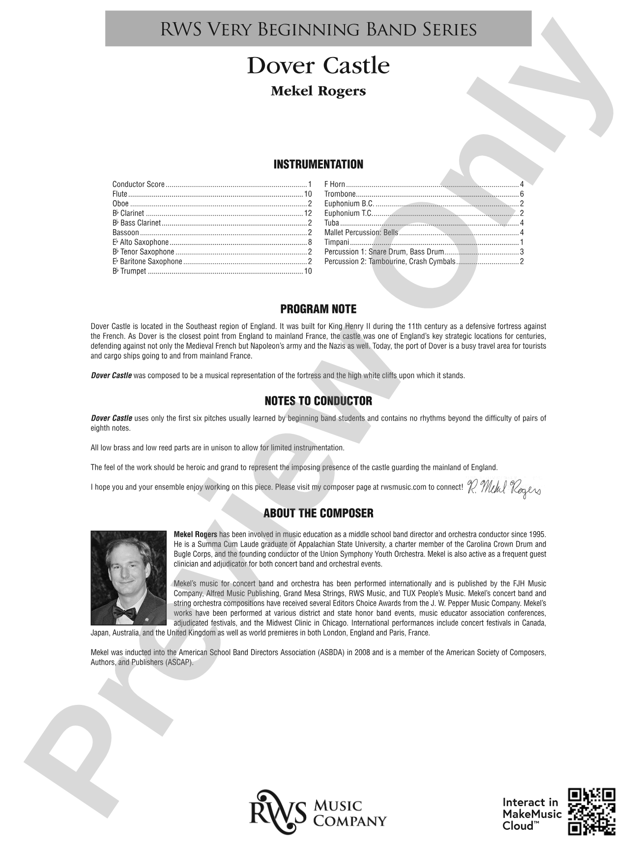 Dover Castle: Concert Band Conductor Score & Parts