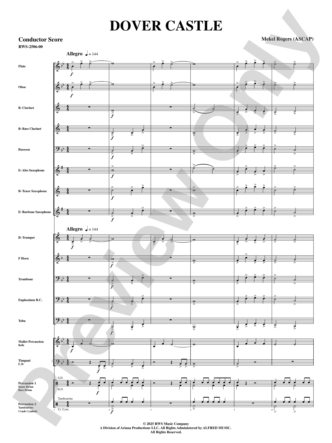 Dover Castle: Concert Band Conductor Score & Parts