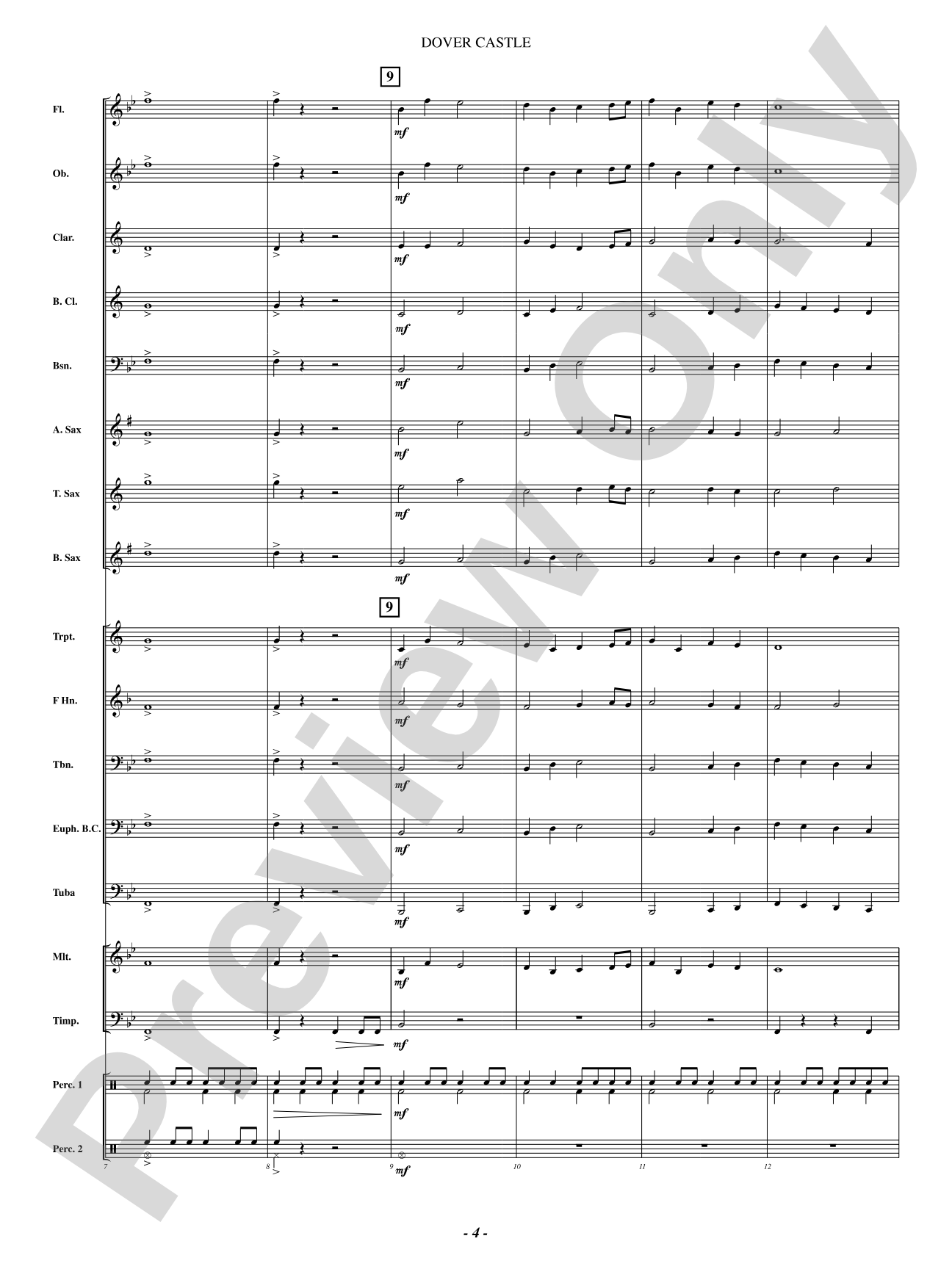 Dover Castle: Concert Band Conductor Score & Parts